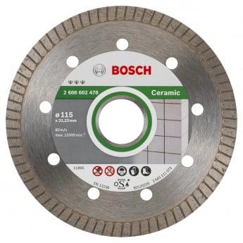 Bosch Diamanttrennscheibe Best for Ceramic Extra-Clean Turbo, 115 x 22,23 x 1,4 x 7 mm -2608602478