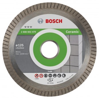 Bosch Diamanttrennscheibe Best for Ceramic Extra-Clean Turbo, 125 x 22,23 x 1,4 x 7 mm - 2608602479