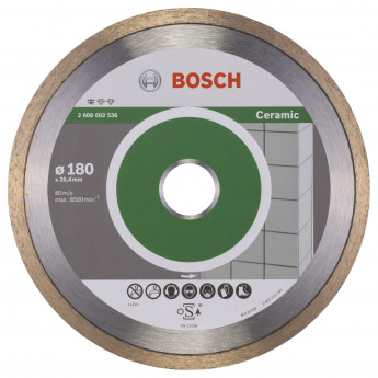 Produktseite: Bosch Diamanttrennscheibe Standard for Ceramic, 180 x 25,40 x 1,6 x 7 mm -2608602536
