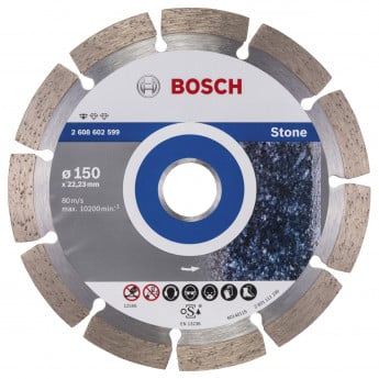 Produktseite: Bosch Diamanttrennscheibe Standard for Stone 150x22,23x2x10 mm 2608602599