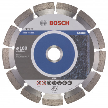 Produktseite: Bosch Diamanttrennscheibe Standard for Stone 180x22,23x2x10 mm 2608602600
