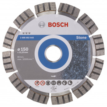 Produktseite: Bosch Diamanttrennscheibe Best for Stone, 150 x 22,23 x 2,4 x 12 mm -2608602643