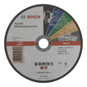 Produktseite: Bosch Trennscheibe gerade Rapido Multi Construction ACS 46 V BF 180 mm 22,23 mm 1,6 - 2608602766