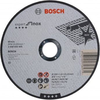 Produktseite: Bosch Trennscheibe gerade Expert for Inox AS 46 T INOX BF 150 mm 22,23 mm 1,6 mm - 2608603405