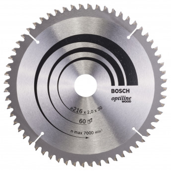 Bosch Kreissägeblatt Optiline Wood für Kapp- und Gehrungssägen 216x30x2,0 mm 60T WZ/N - 2608640433