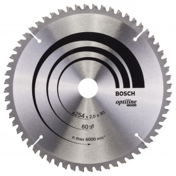 Bosch Kreissägeblatt Optiline Wood für Kapp- und Gehrungssägen 254x30x2,0 mm 60T WZ/N - 2608640436