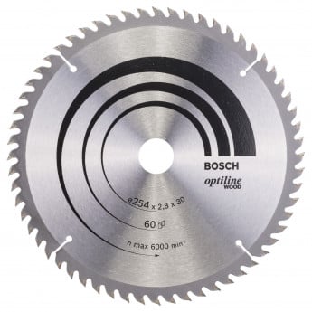 Produktseite: Bosch Kreissägeblatt Optiline Wood für Kapp- und Gehrungssägen, 254 x 30 x 2,8 mm, 60 - 2608640444