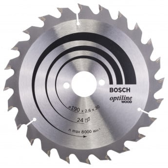 Produktseite: Bosch Kreissägeblatt Optiline Wood für Handkreissägen, 190 x 30 x 2,6 mm, 24 - 2608640615