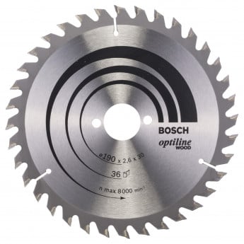 Produktseite: Bosch Kreissägeblatt Optiline Wood 190x30x2,6/1,6 mm 36T WZ - 2608640616