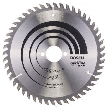Produktseite: Bosch Kreissägeblatt Optiline Wood 190x30x2,6/1,6 mm 48T WZ - 2608640617
