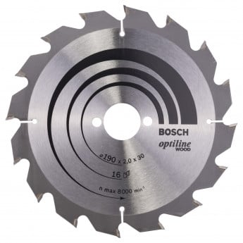 Produktseite: Bosch Kreissägeblatt Optiline Wood für Handkreissägen, 190 x 30 x 2,0 mm, 16 - 2608641184