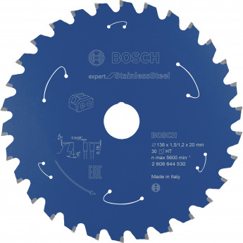 Produktseite: Bosch Kreissägeblatt Expert for Stainless Steel für Akku-Handkreissägen 136 x 1,5 x 20 30 Zähne - 2608644530