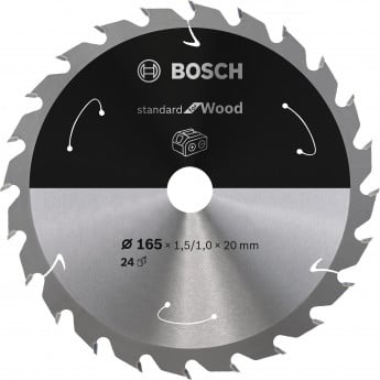 Bosch Kreissägeblatt Standard for Wood, 165 x 1,5/1 x 20, 24 Zähne - 2608837685