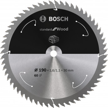Produktseite: Bosch Kreissägeblatt Standard for Wood, 190 x 1,6/1,1 x 30, 60 Zähne - 2608837711