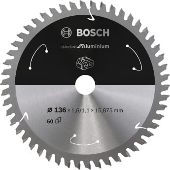 Produktseite: Bosch Kreissägeblatt Standard for Aluminium, 136 x 1,6/1,1 x 15,875, 50 Zähne - 2608837753