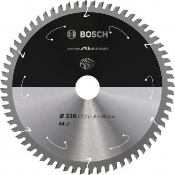 Bosch Kreissägeblatt Standard for Aluminium, 216 x 2,2/1,6 x 30, 64 Zähne - 2608837776
