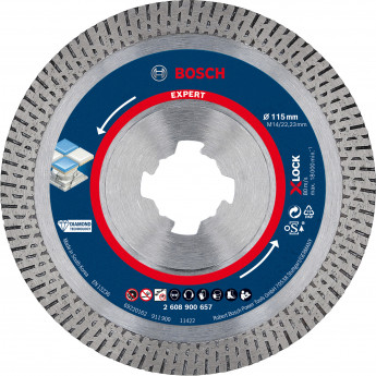 Produktseite: Bosch Expert HardCeramic X-LOCK Diamanttrennscheiben 115 x 22,23 x 1,4 x 10 mm - 2608900657