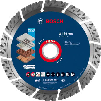 Produktseite: Bosch Expert MultiMaterial Diamanttrennscheiben 180 x 22,23 x 2,4 x 12 mm - 2608900662