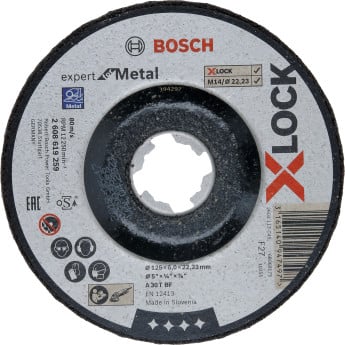 Produktseite: Bosch X-LOCK Schruppscheibe Expert for Metal gekröpft 125 x 6 x 22,23 mm - 2608619259