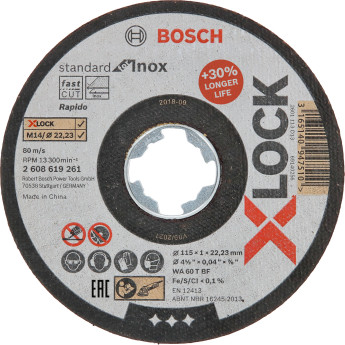 Produktseite: Bosch X-LOCK Trennscheibe Standard for Inox 115 x 1 x 22,23 mm gerade - 2608619261