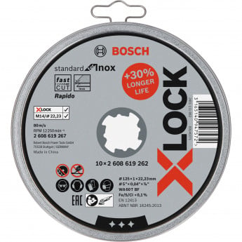 Bosch 10x X-LOCK Trennscheibe Standard for Inox 125 x 1 x 22,23 mm gerade - 2608619267