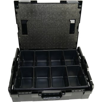 Produktseite: Bosch L-Boxx 136 schwarz inkl. BS Systems Kleinteileeinsatz 8 Fächer
