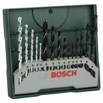 Bosch Mini-X-Line Mixed-Set, 15tlg., 5 Stein-, 5 Metall-, 5 Holzbohrer - 2607019675