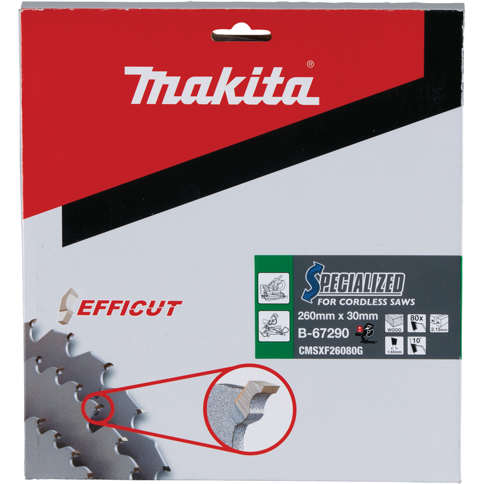Makita EFFICUT Sägeblatt Holz B-67290 30 bei 80Z - Werkzeugstore24 x x 260
