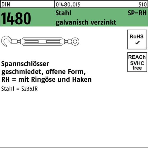 Spannschloss DIN 1480 offen Ringöse/Haken SP-RH M6 Stahl 3.6 galv.verz. 1St.