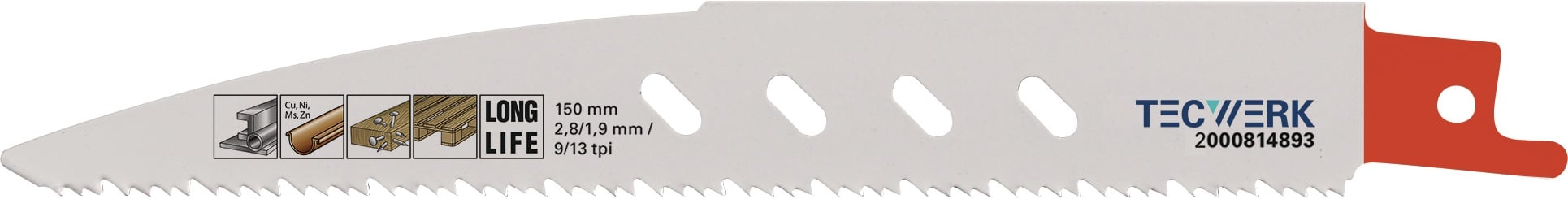 Säbelsägeblatt L.150mm B.19mm TPI 9/13 2,8/1,9mm 5 St./Karte TW