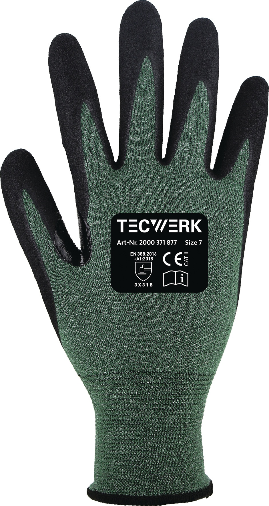 Schnittschutzhandschuhe Mosel Gr.7 grün/schwarz EN 388 PSA II 10PA TW