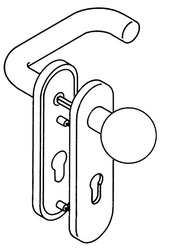 HEWI Kurzschildgarnitur 111R03.113 90 Ku.90 PZ rd Drückergrt - 111R03.113 90