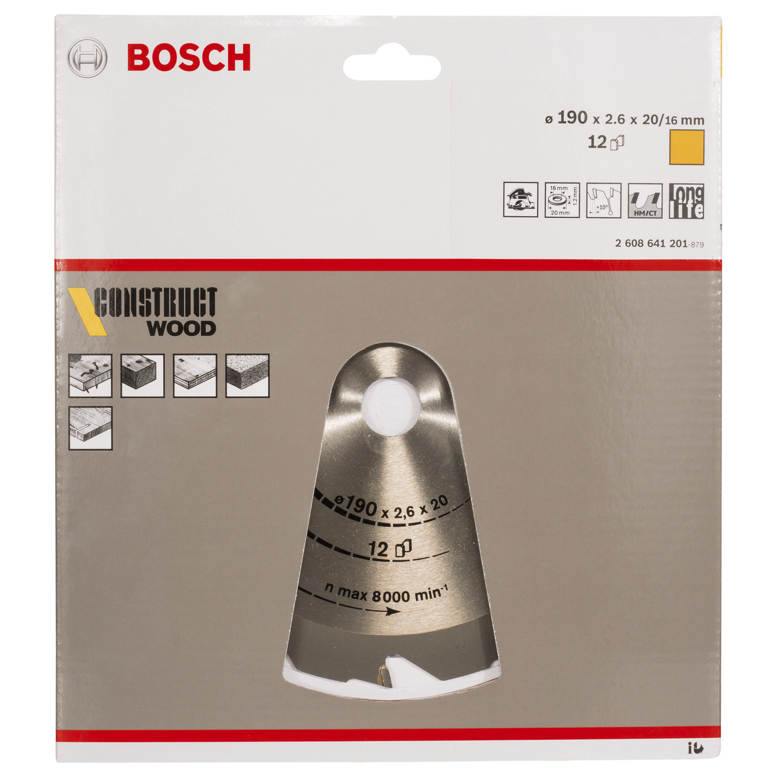 Bosch Kreissägeblatt Construct Wood, 190 x 20/16 x 2,6 mm, 12 - 2608641201