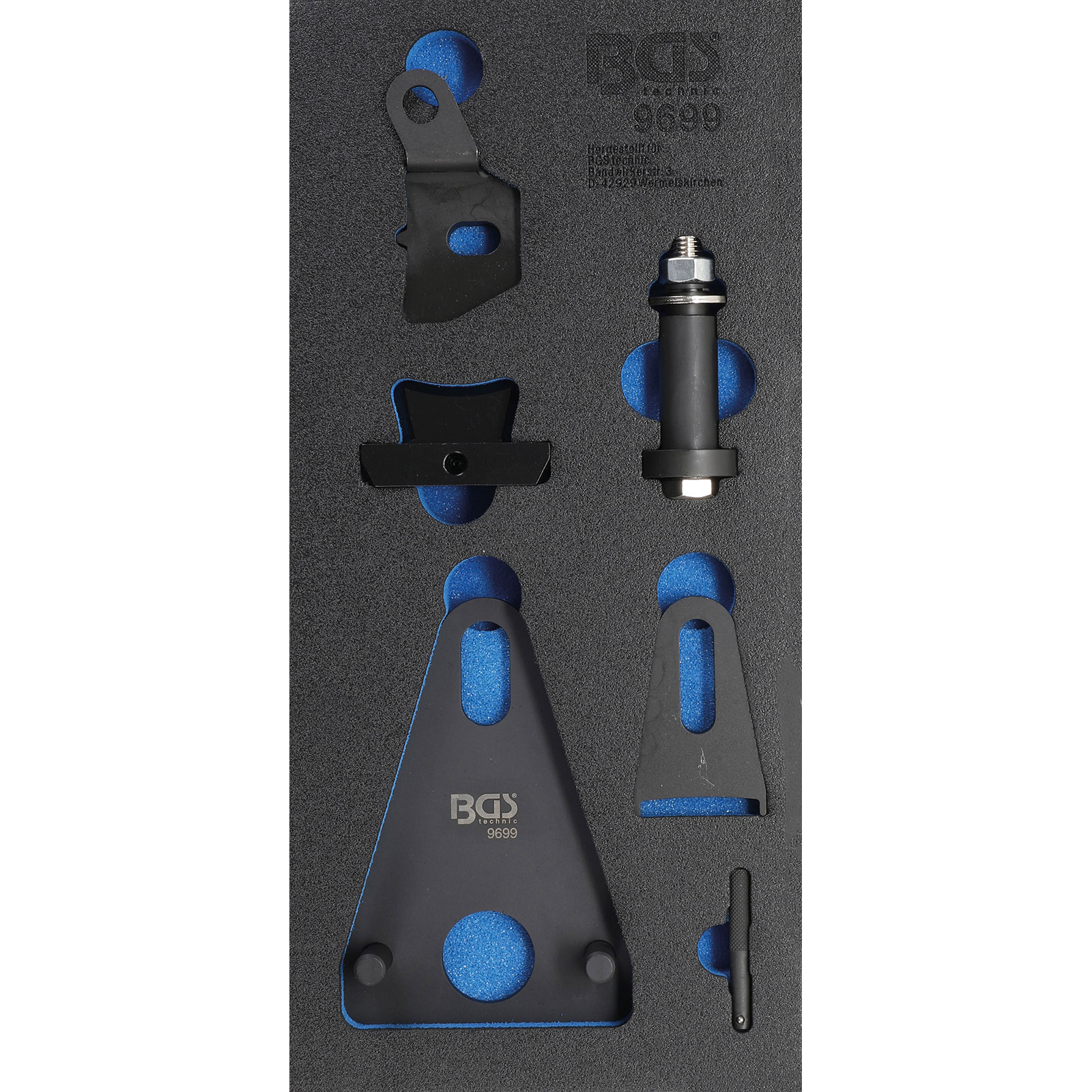 BGS Werkstattwageneinlage 1/3: Schwungrad-/Kurbelwellen-Riemenscheiben-Blockier- und Stirndeckeltrenn-Werkzeug-Satz für Renault / Nissan - 9699