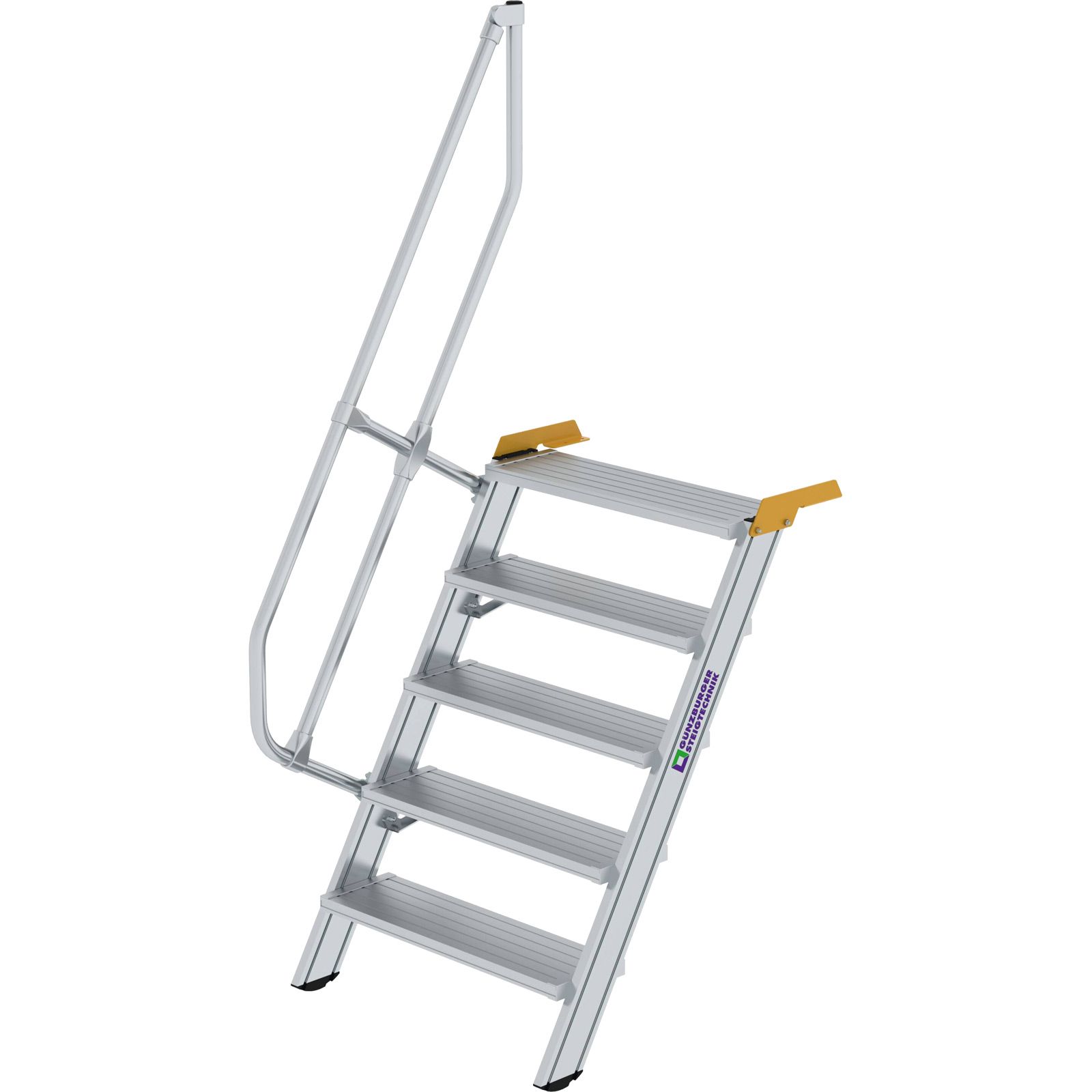 Günzburger Steigtechnik Treppe 60° Stufenbreite 800 mm 5 Stufen Aluminium geriffelt - 600225
