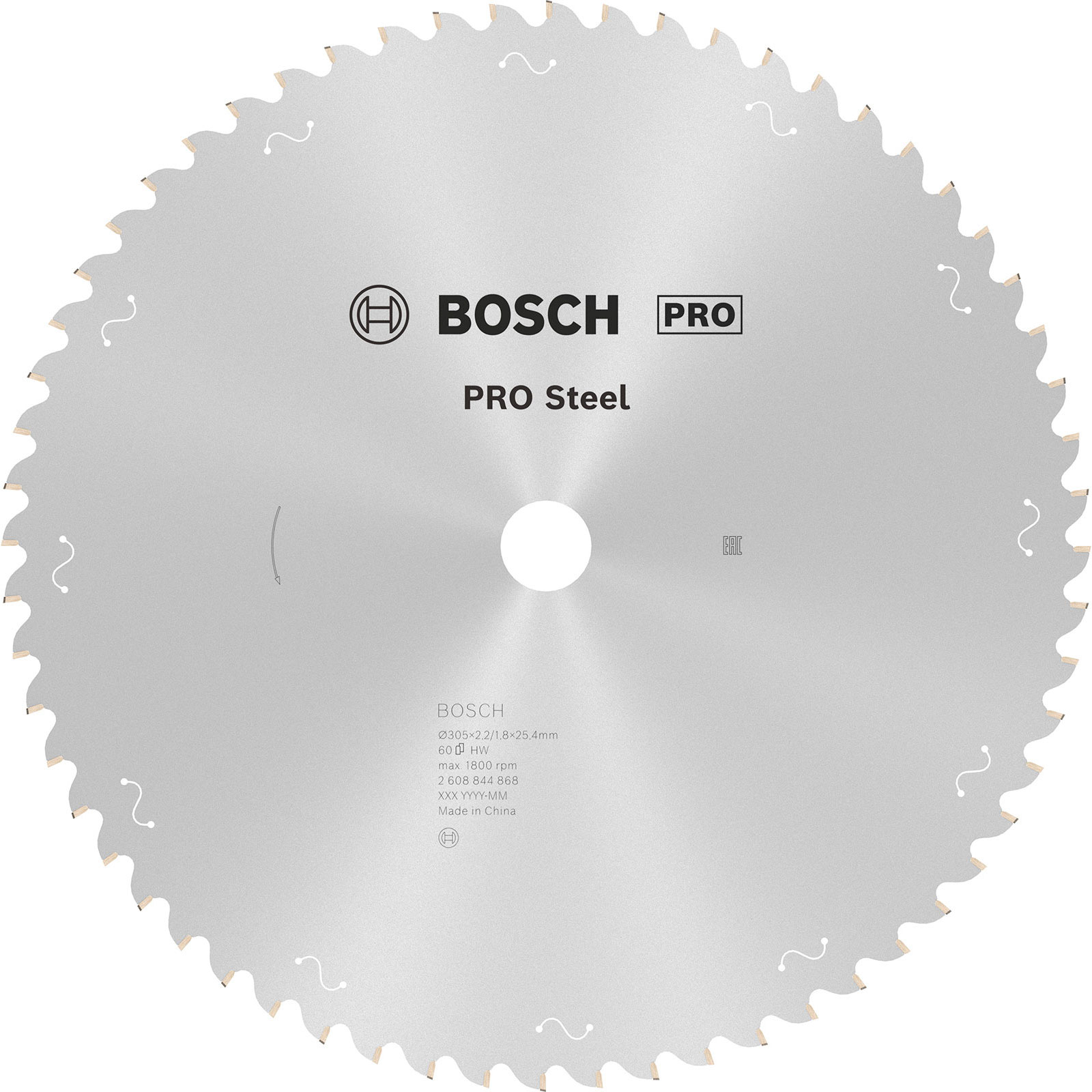 Bosch PRO Steel Sägeblatt für Kreissägen Netz- / kabelgebunden 305 x 2,2 x 25,4 mm T60 - 2608844868