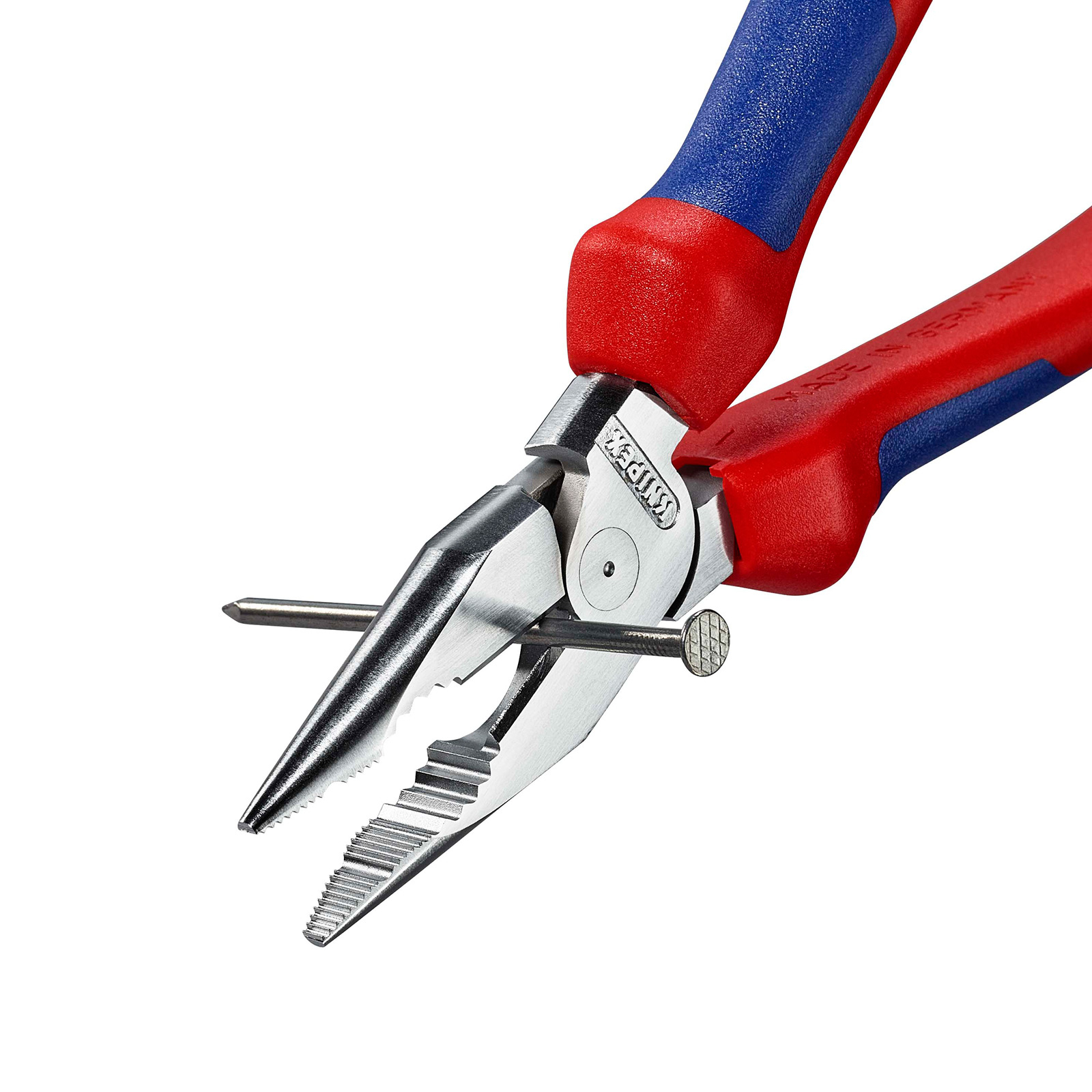 Knipex Spitz-Kombizange mit Mehrkomponenten-Hüllen verchromt 185 mm - 0825185