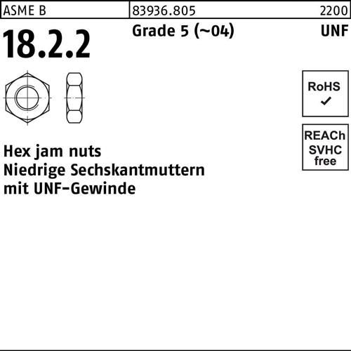 Sechskantmutter R 83936 UNF-Gewinde niedrig 5/8 Grade 5 (~04) 50 Stück