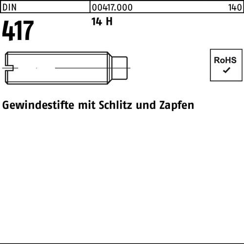 Gewindestift DIN 417/ISO 7435 Schlitz/Zapfen M6x 20 14 H 100 Stück