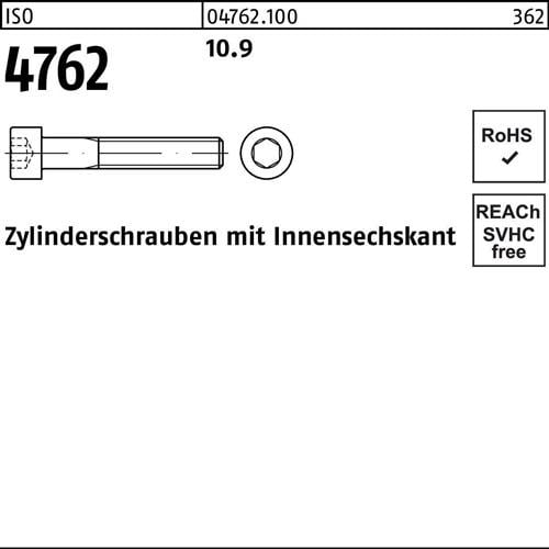 Zylinderschraube ISO 4762 Innen-6kt M30x 60 10.9 10 Stück