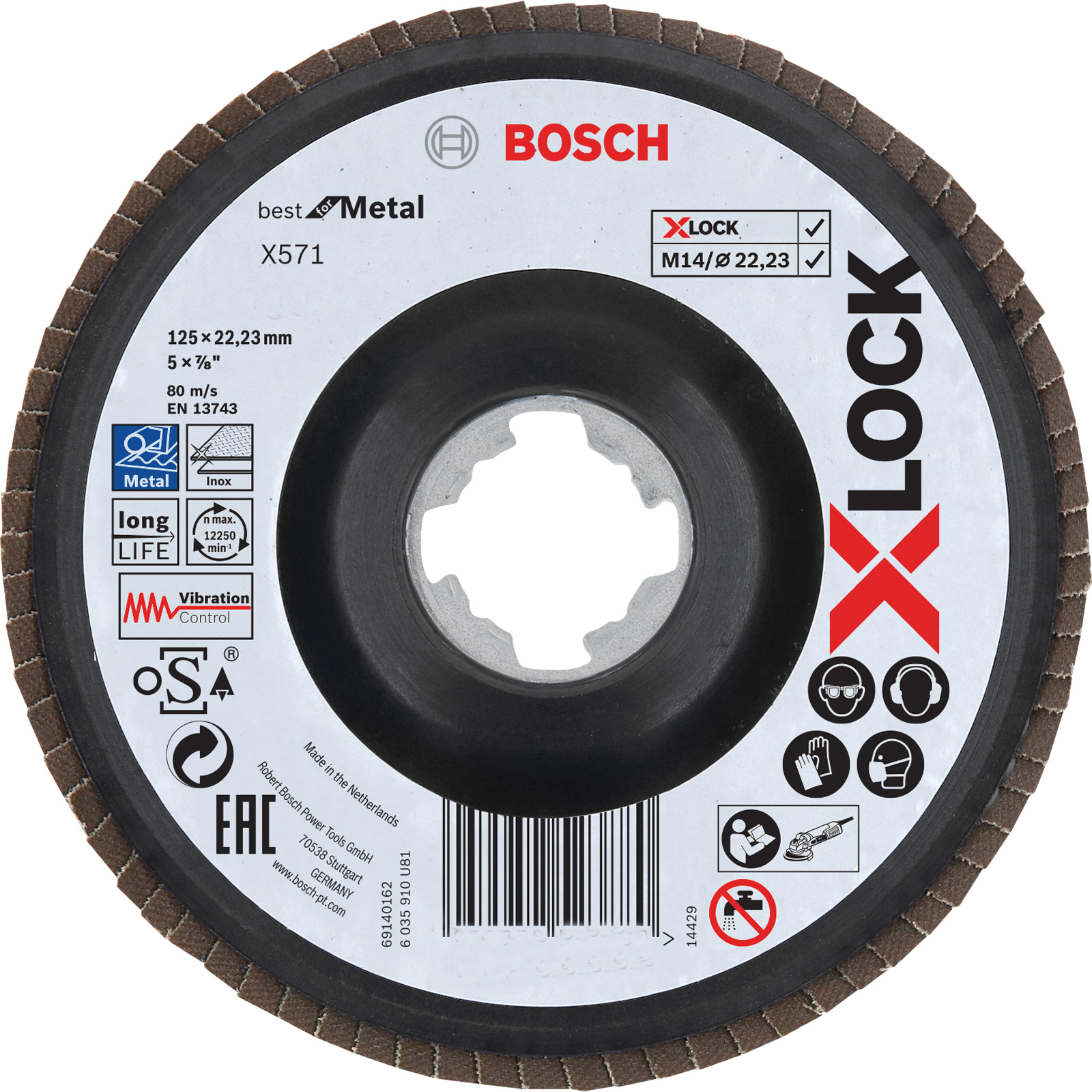 Bosch X-LOCK Fächerscheibe abgewinkelt X571 Best for Metal 125 mm Kunststoffteller