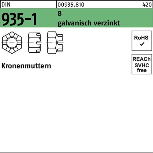 Kronenmutter DIN 935-1 M 42 8 galvanisch verzinkt 5 Stück