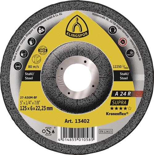 Schruppscheibe A 24 R Supra D180xS4mm gekr.STA Bohr.22,23mm KLINGSPOR