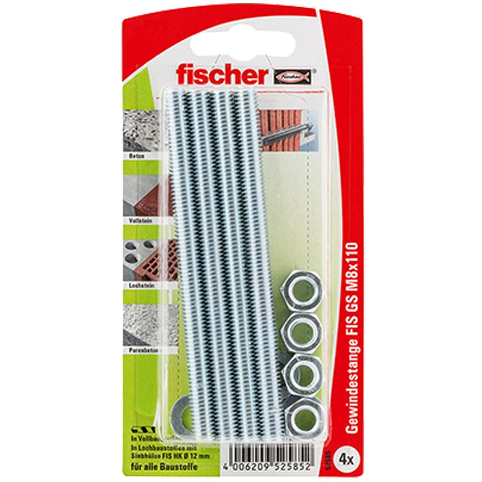 Fischer 4x Gewindeanker FIS GS M8x110 K - 52585