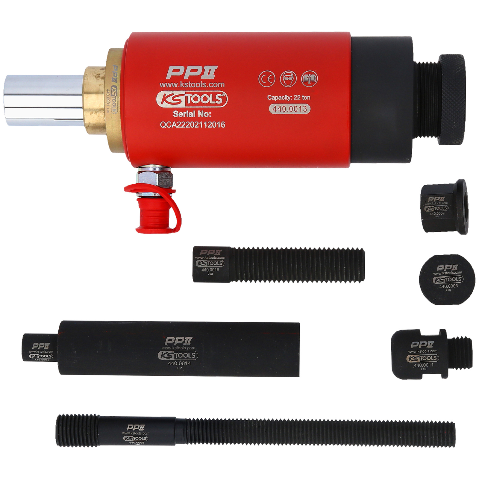 KS TOOLS Druck- und Zug-Hydraulikzylinder-Satz 22t 10tlg. - 440.0010