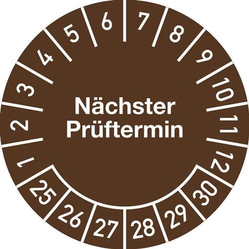 Mehrjahresprüfplakette D.30mm Nächster Prüftermin 2025-2030 Folie Btl.a 100 St.