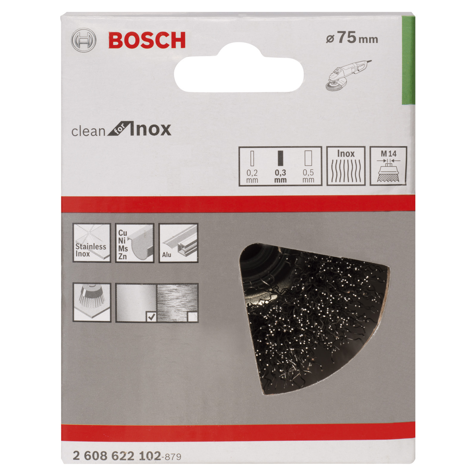 Bosch Topfbürste gewellter Stahldraht M 14 0,3 x 75 mm- 2608622102