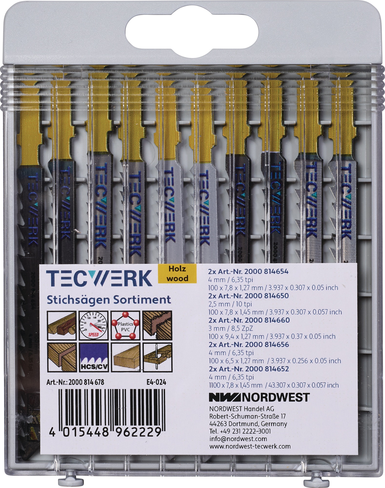 Stichsägeblattsortiment 10-tlg.f.Metall TECWERK