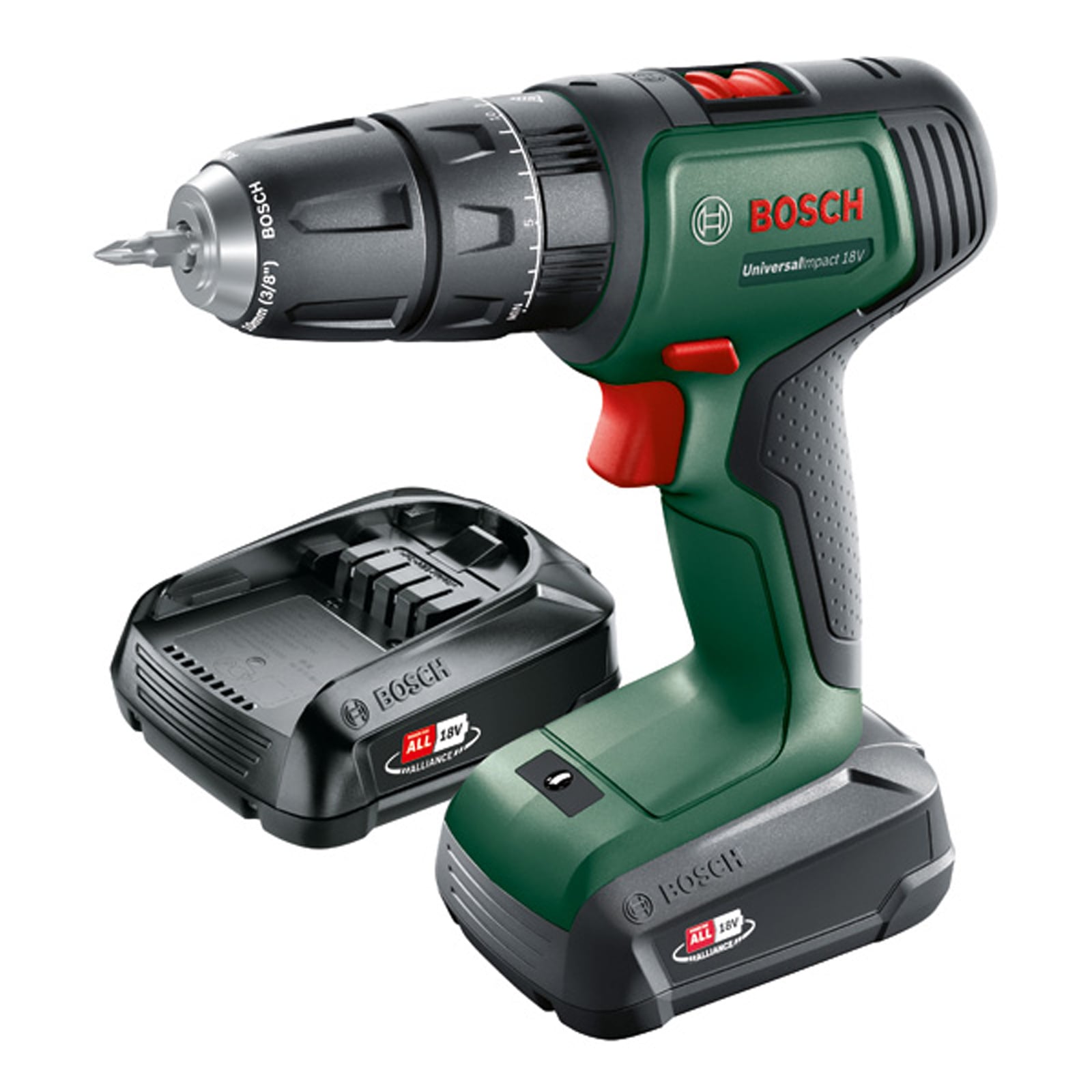 Bosch Akku-Bohrschrauber UniversalImpact 18V, 2 x Akku PBA 18V 1.5Ah, Tragekoffer