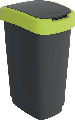 Wertstoffsammler TWIST 50l H602xB298xT401mm schwarz Deckelrand gelb ROTHO